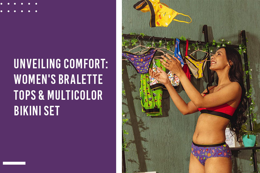 Unveiling Comfort: Women's Bralette Tops & multicolor bikini set