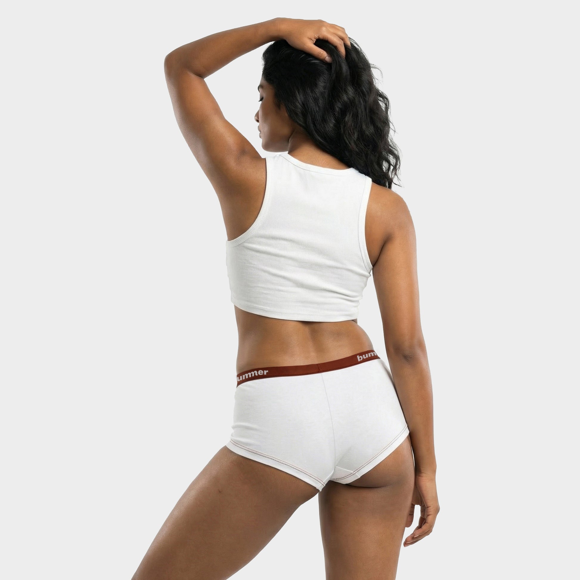 Cotton Stretch Boy Shorts - Blanc