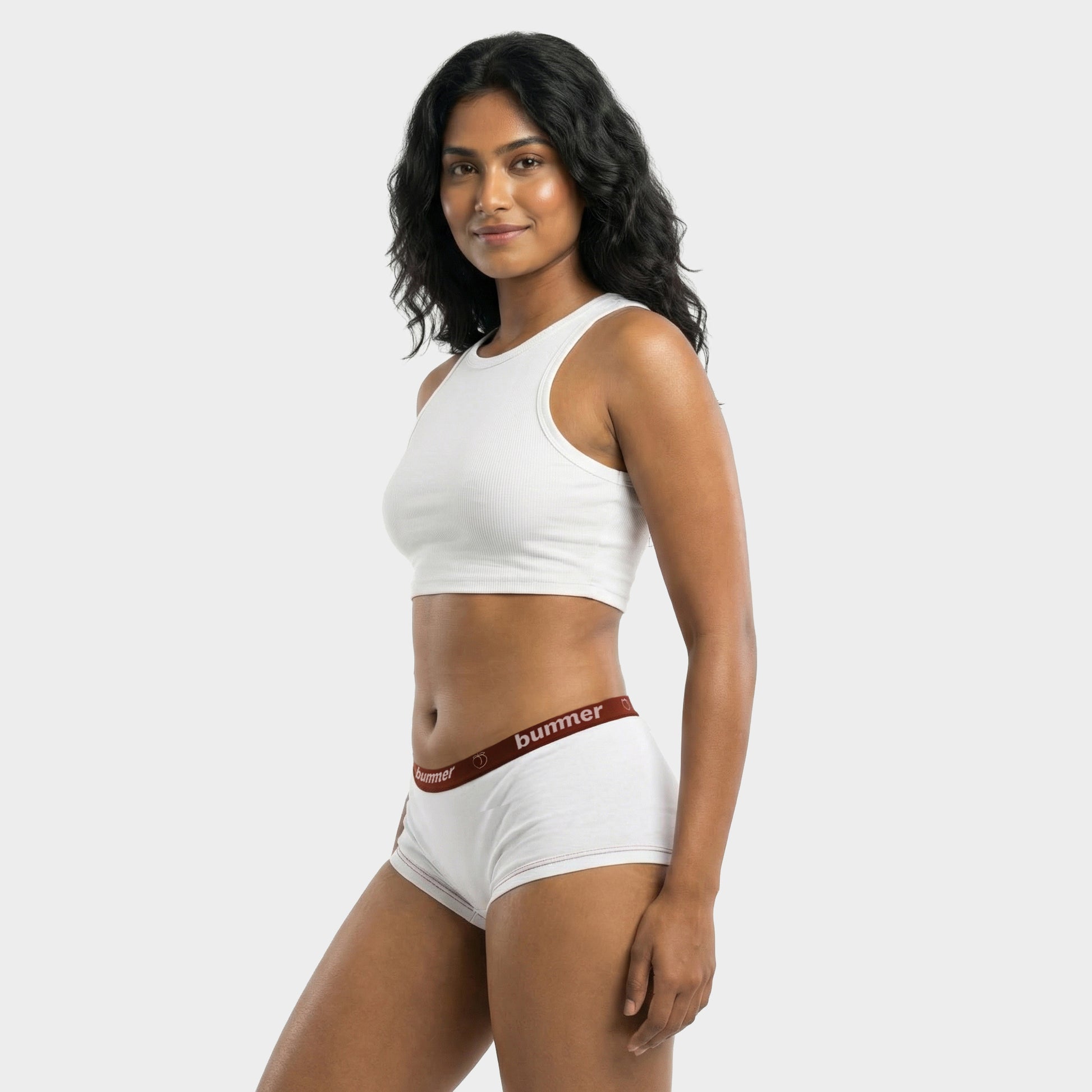 Cotton Stretch Boy Shorts - Blanc