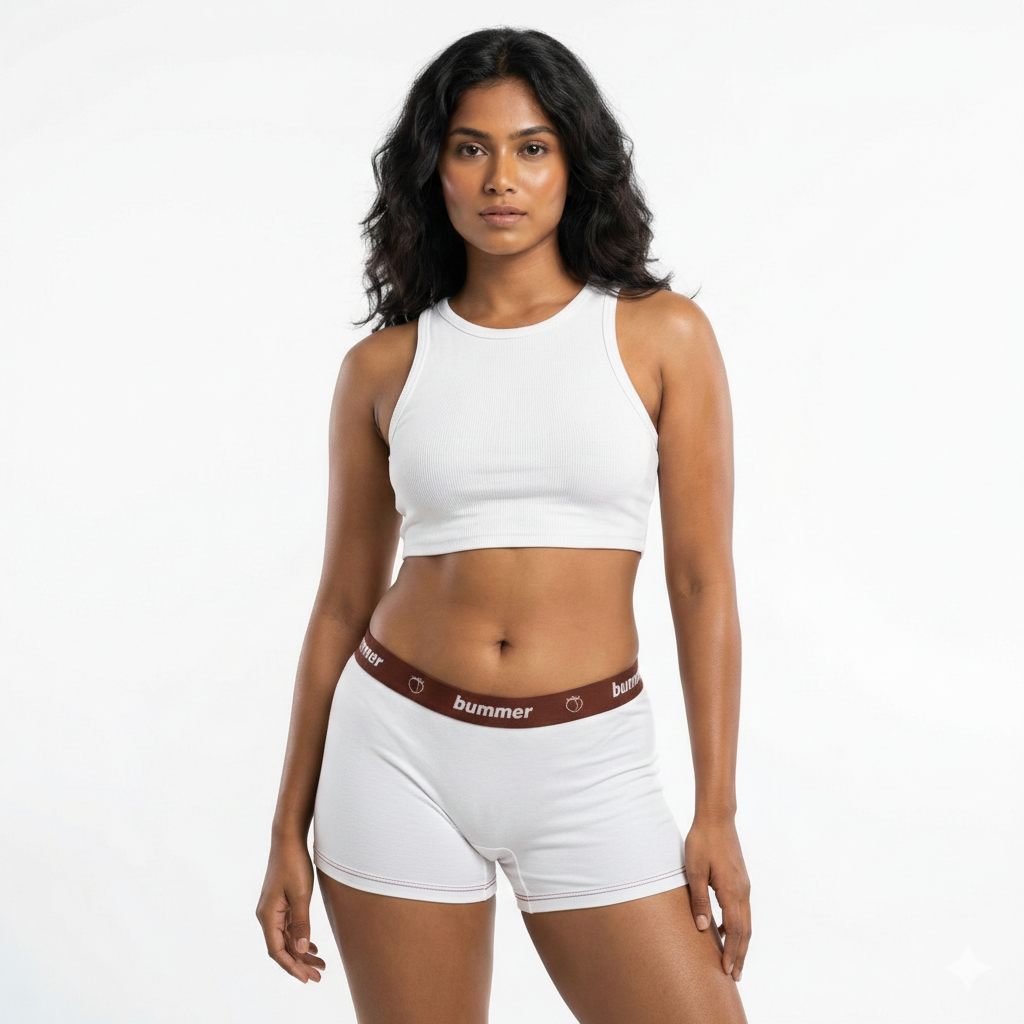 Cotton Stretch Boy Shorts - Blanc