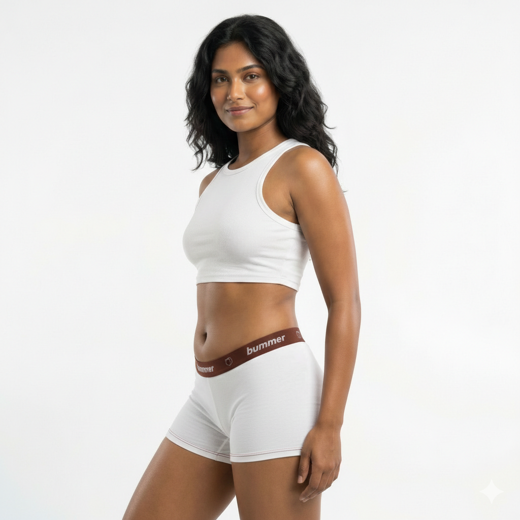 Cotton Stretch Boy Shorts - Blanc