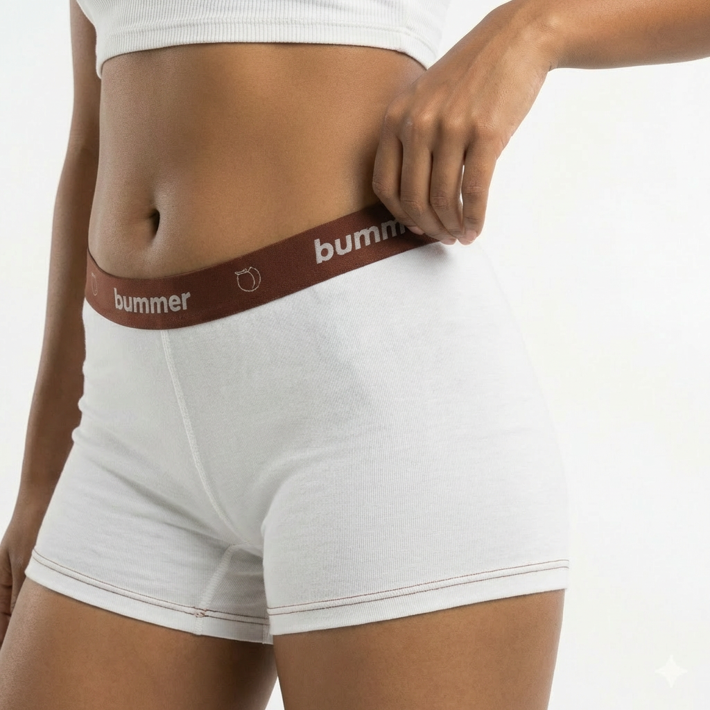 Cotton Stretch Boy Shorts - Blanc