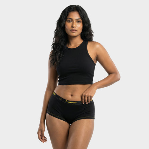 Cotton Stretch Boy Shorts - Noir