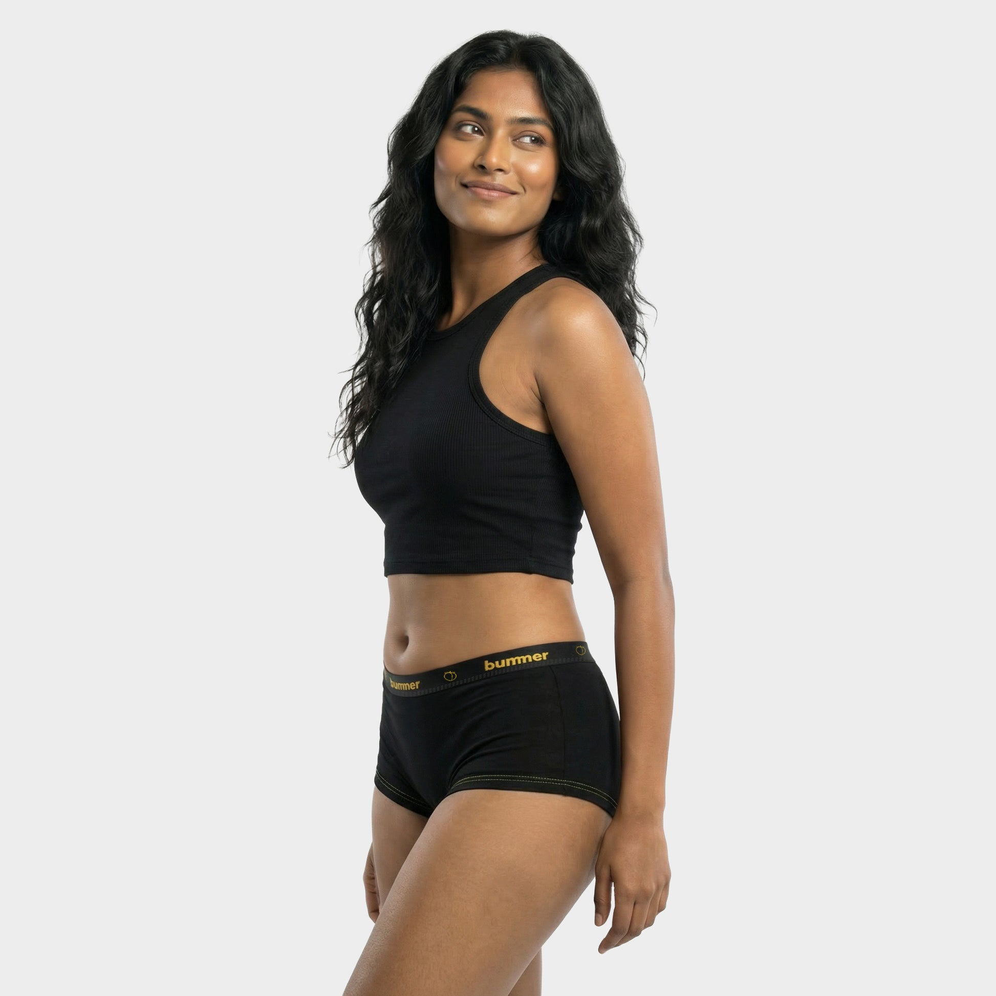 Cotton Stretch Boy Shorts - Noir