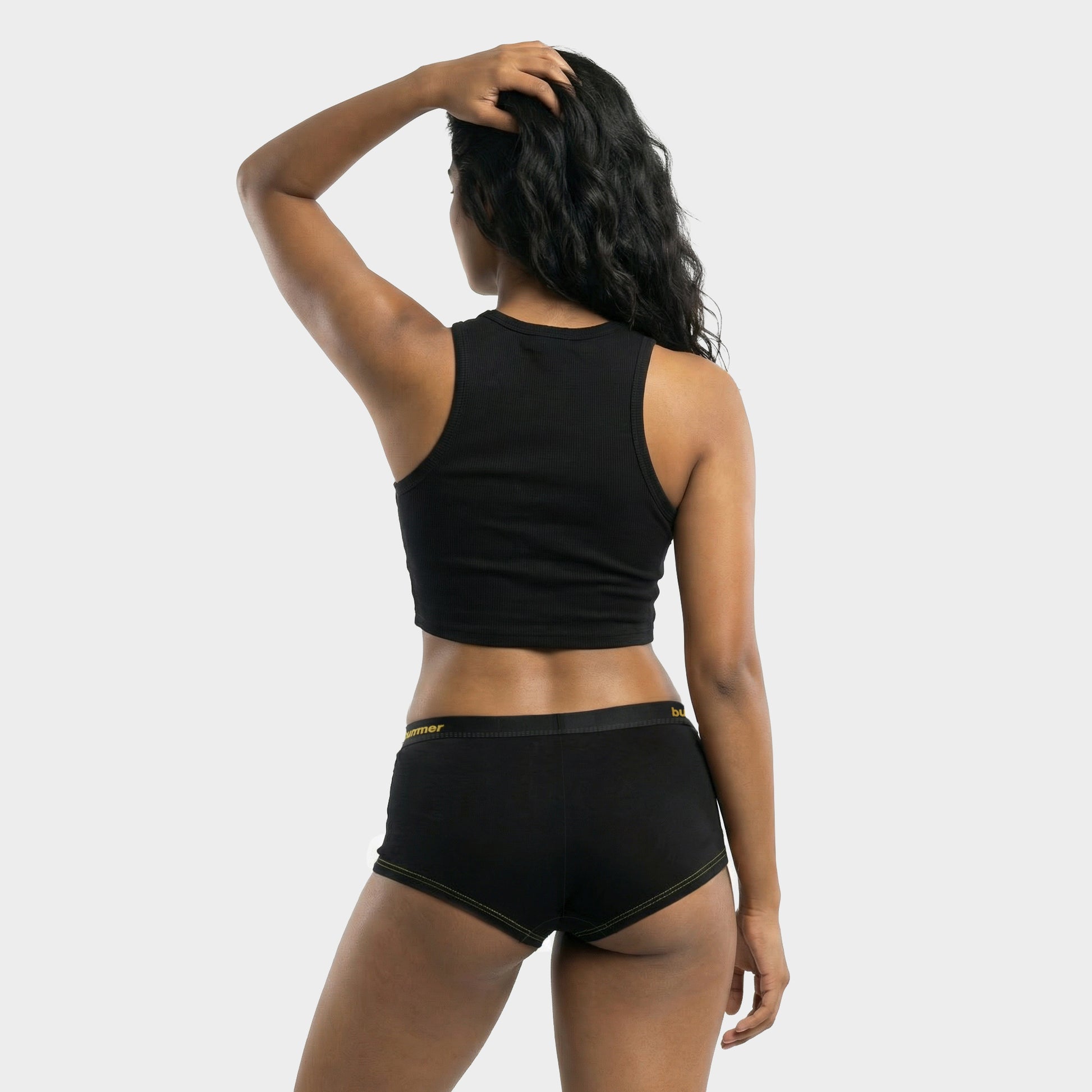 Cotton Stretch Boy Shorts - Noir