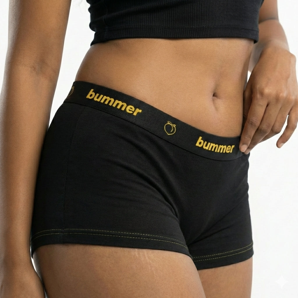 Cotton Stretch Boy Shorts - Noir