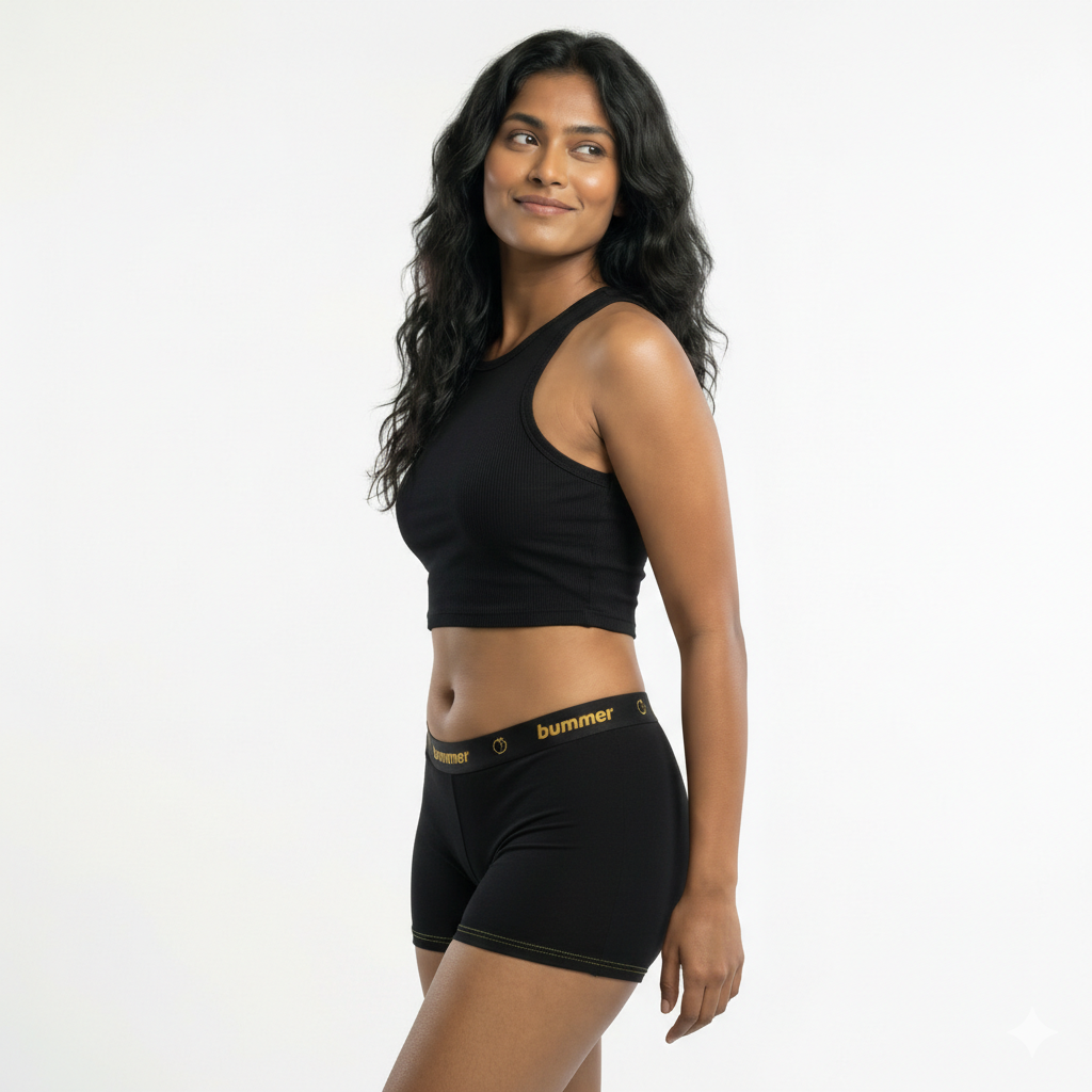 Cotton Stretch Boy Shorts - Noir