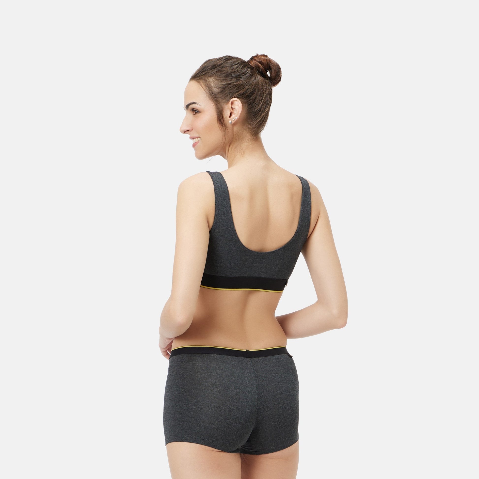 Bummer Soft Modal Boy Shorts Charcoal Melange Back 