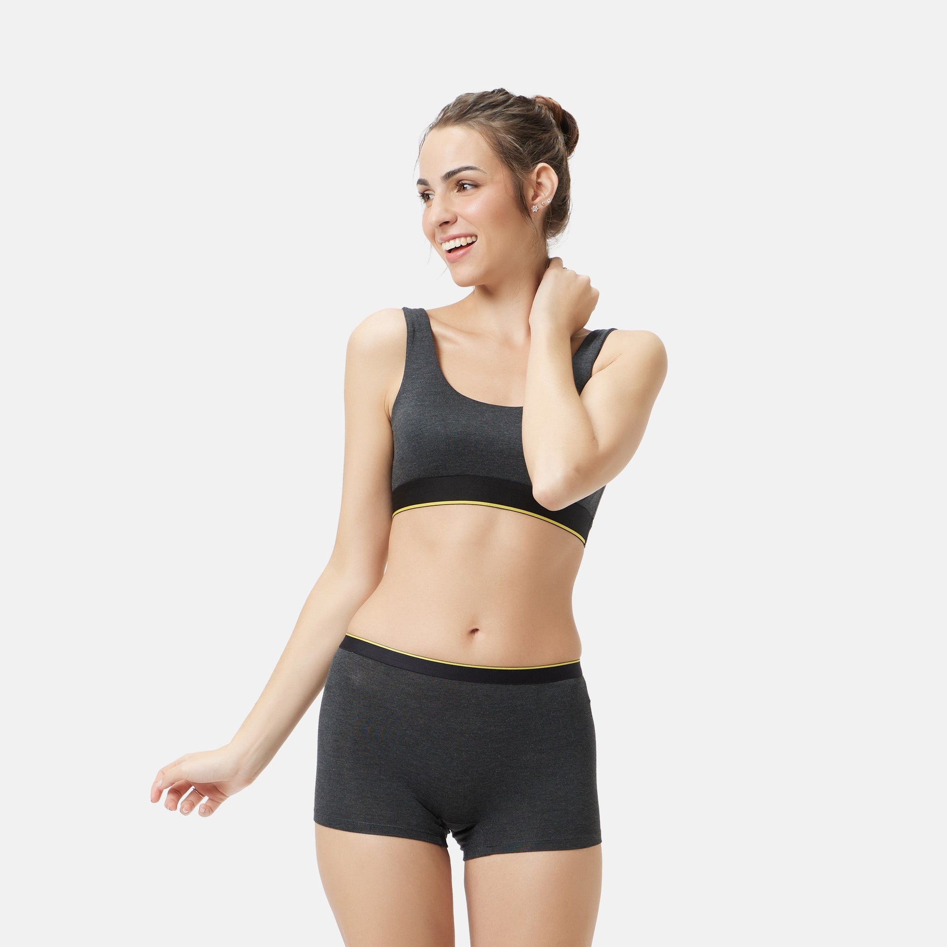 Bummer Soft Modal Boy Shorts Charcoal Melange Front 