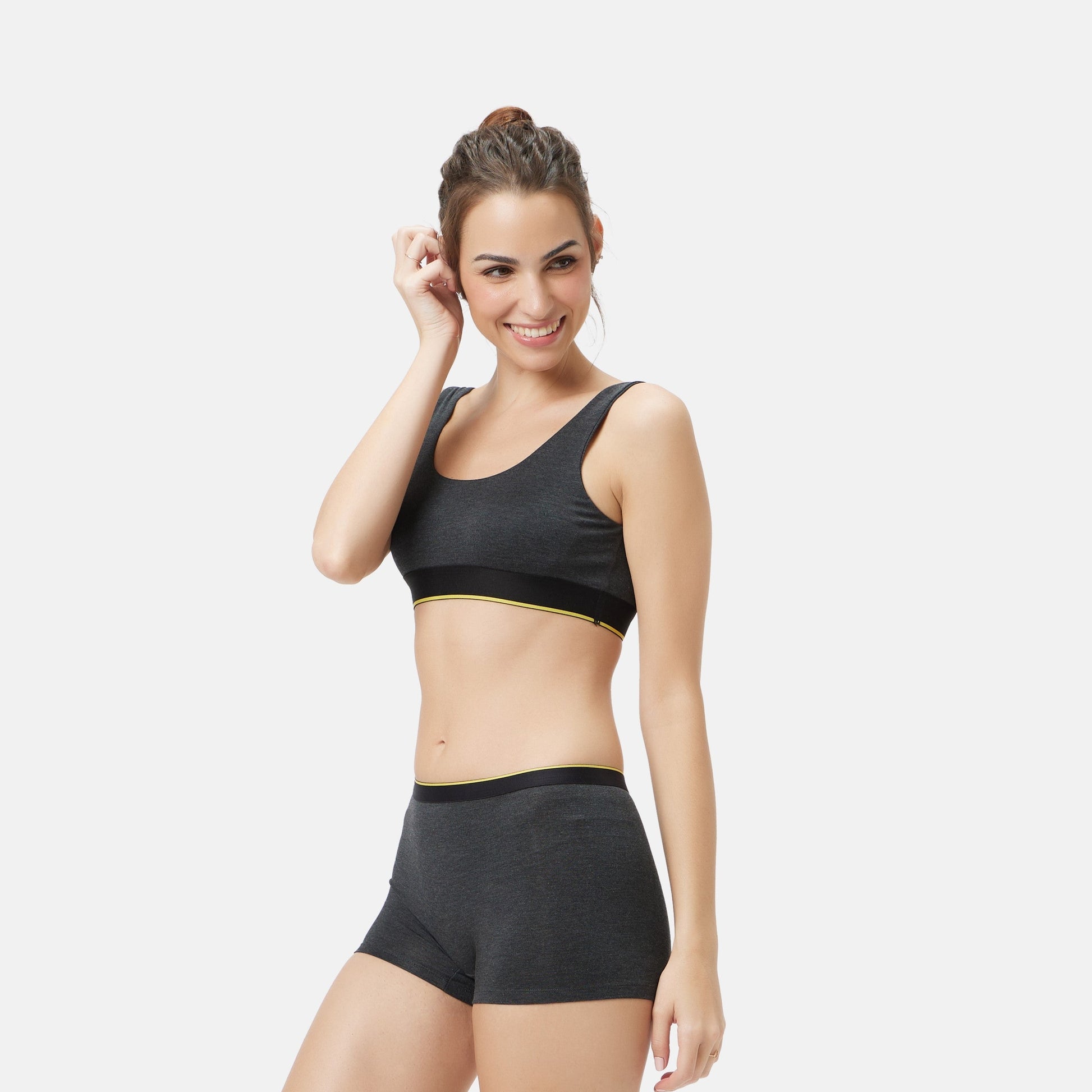 Bummer Soft Modal Boy Shorts Charcoal Melange Side 