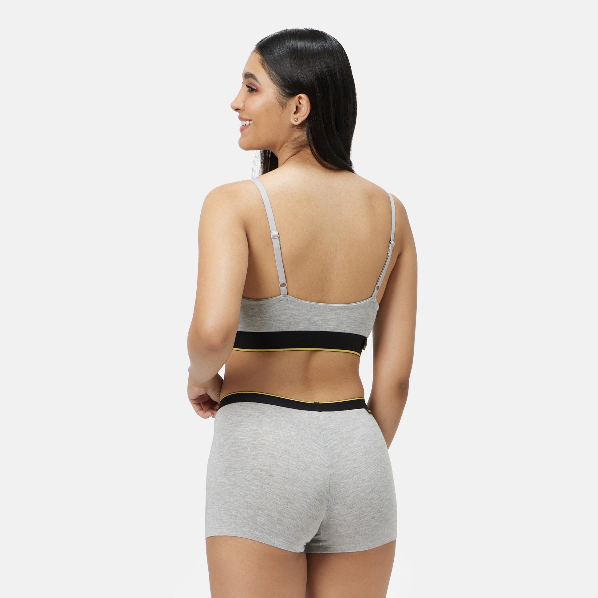 Bummer Soft Modal Boy Shorts Grey Melange Back 
