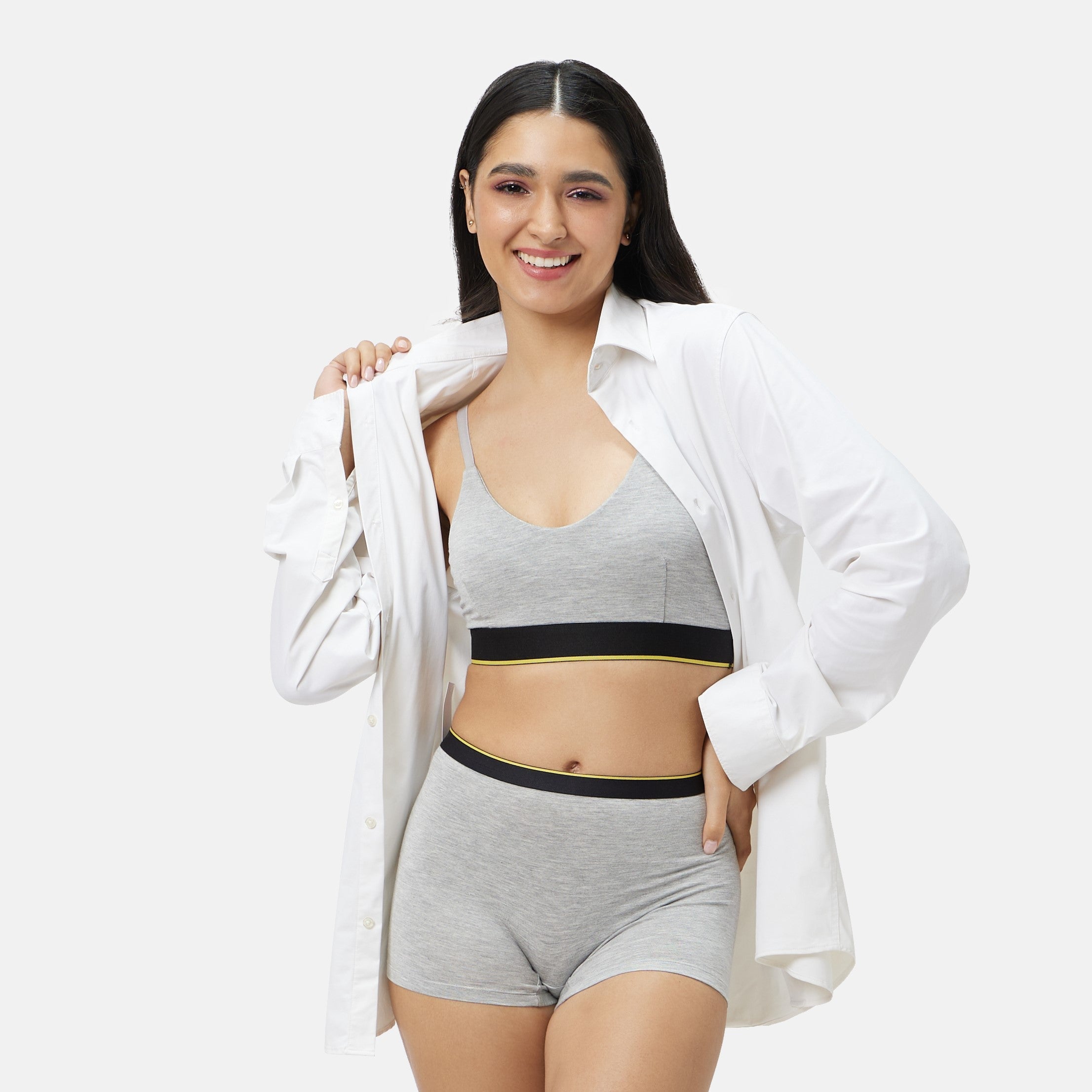 Modal Boy Shorts - Grey Melange