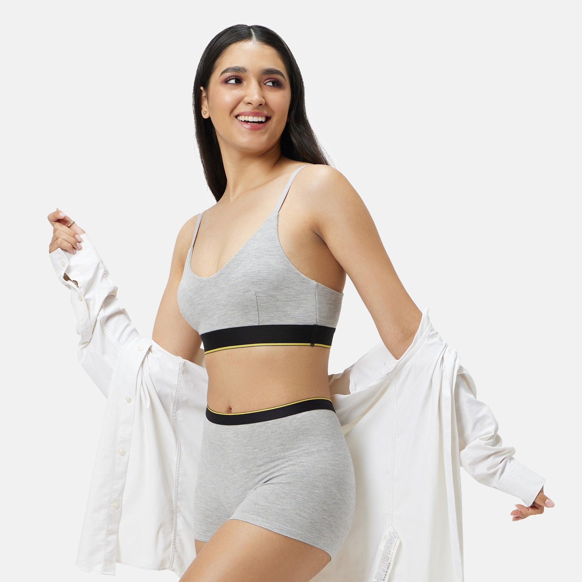 Bummer Soft Modal Boy Shorts Grey Melange Side 