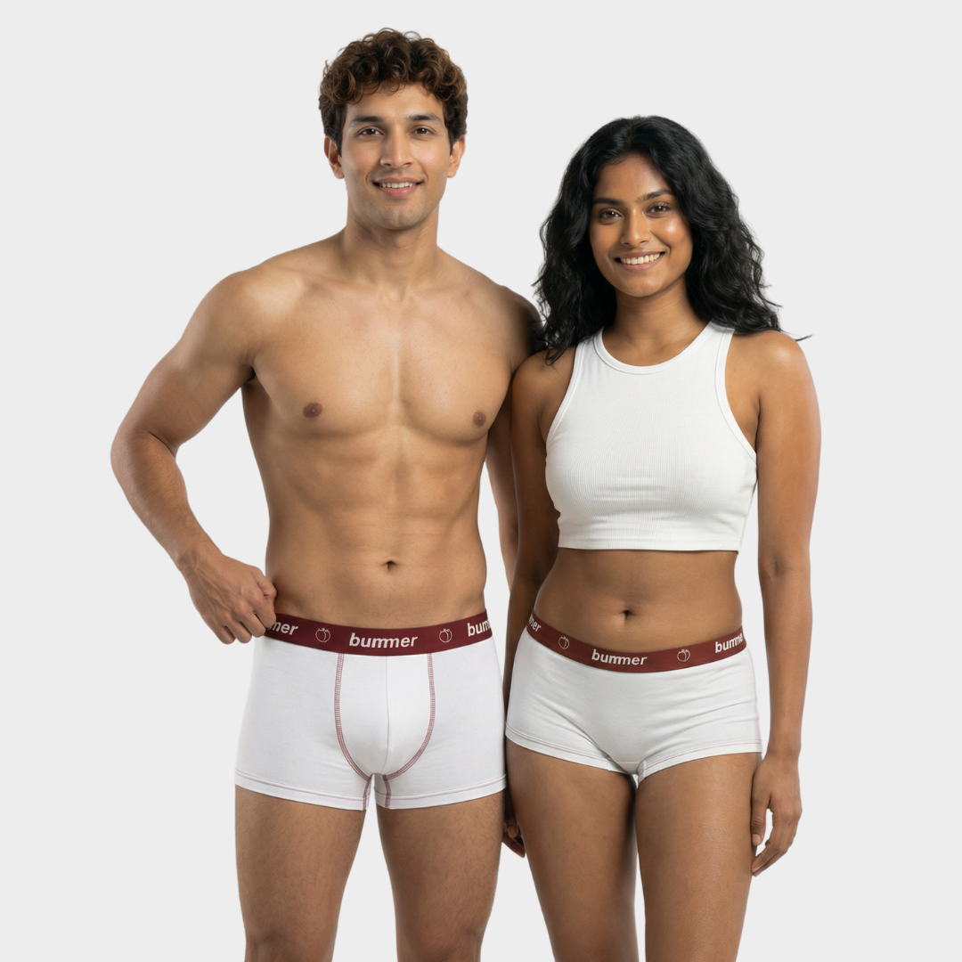 Trunks & Boy Short Matching Set - Blanc