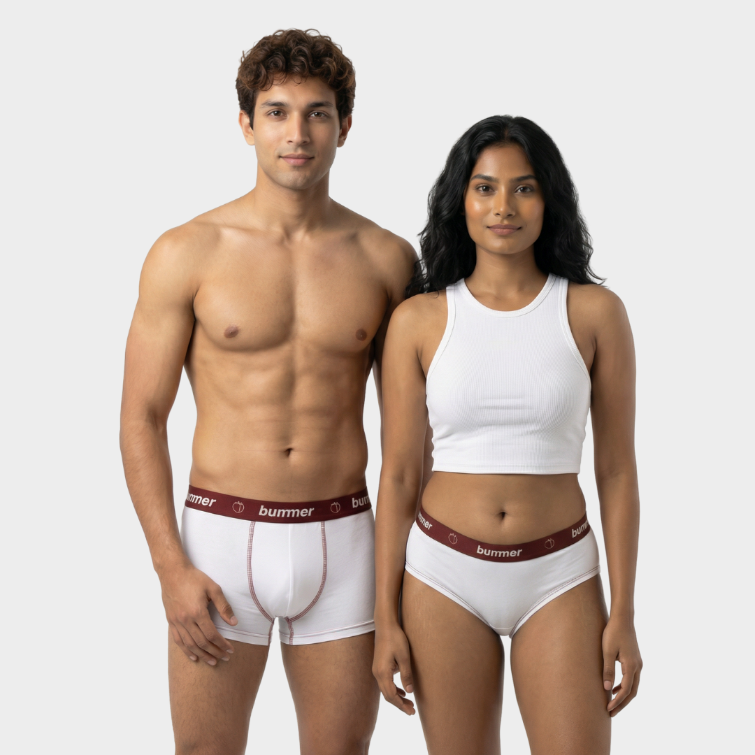 Trunks & Hipster Matching Set - Blanc