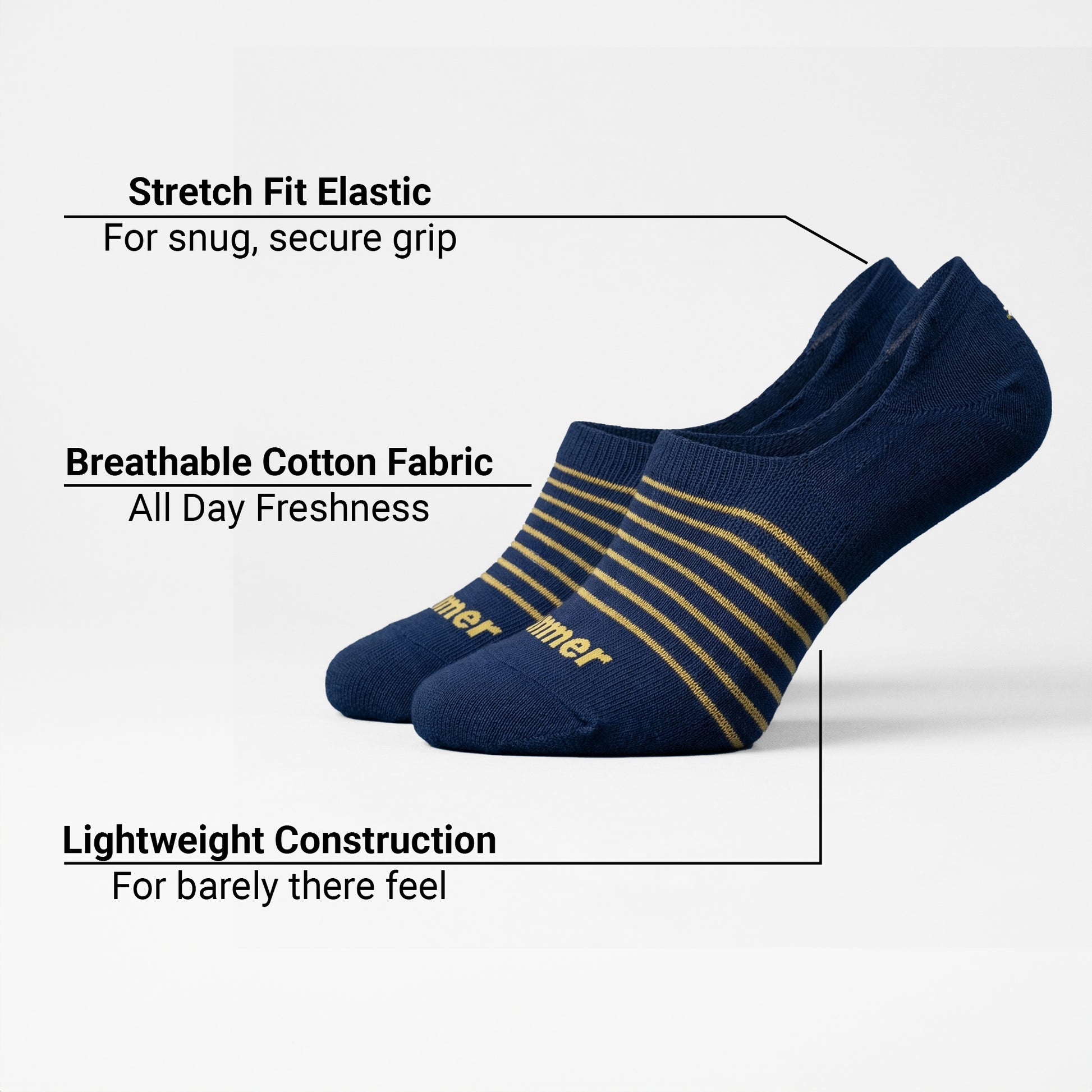 Unisex No Show Socks - 2 Pack