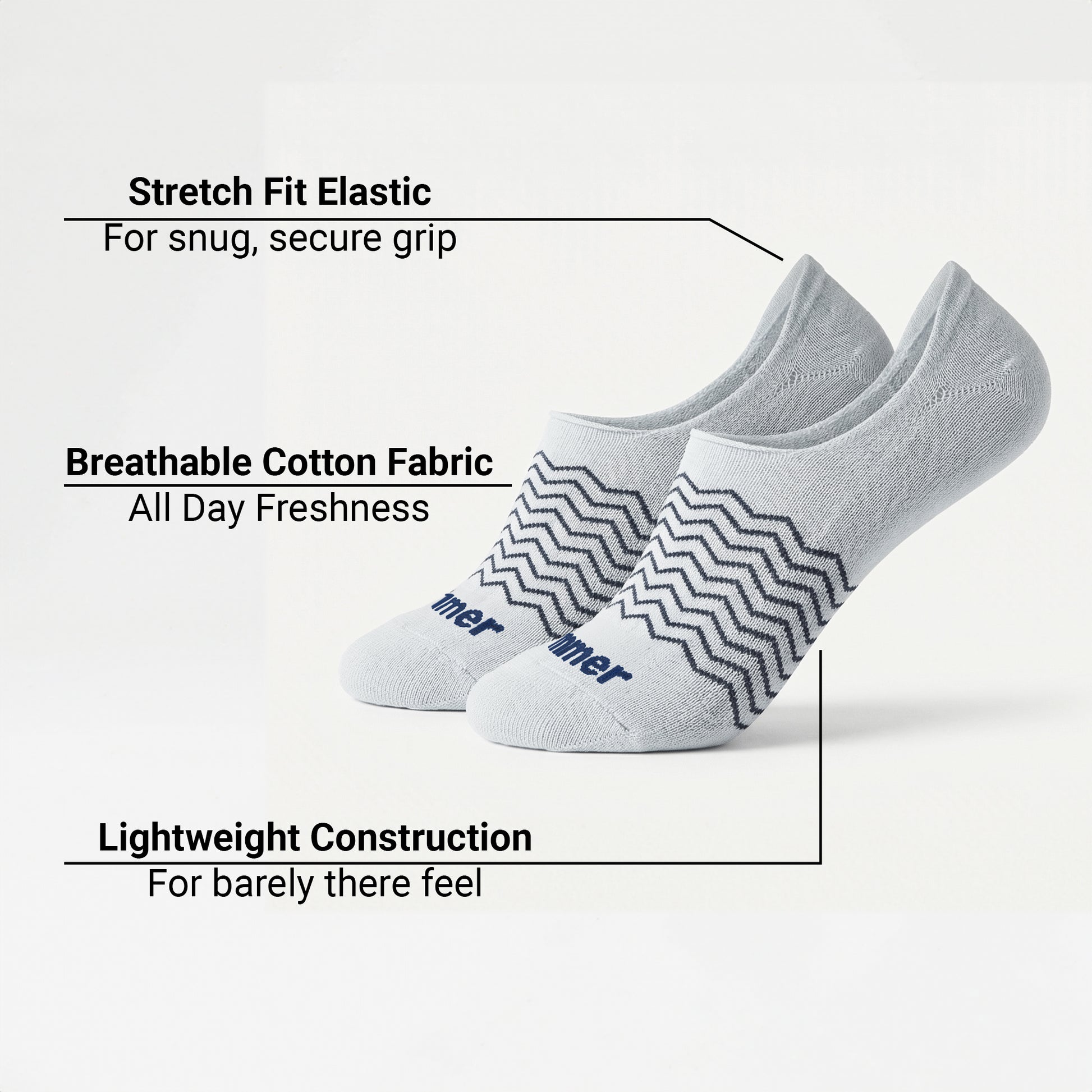 Unisex No Show Socks - 2 Pack