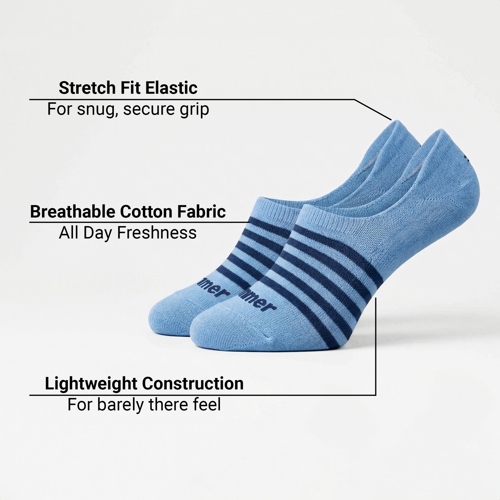 Unisex No Show Socks - 2 Pack