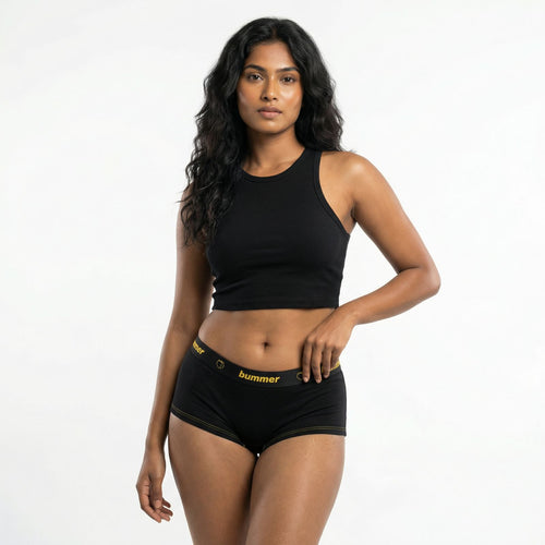 Cotton Stretch Boy Shorts - Noir