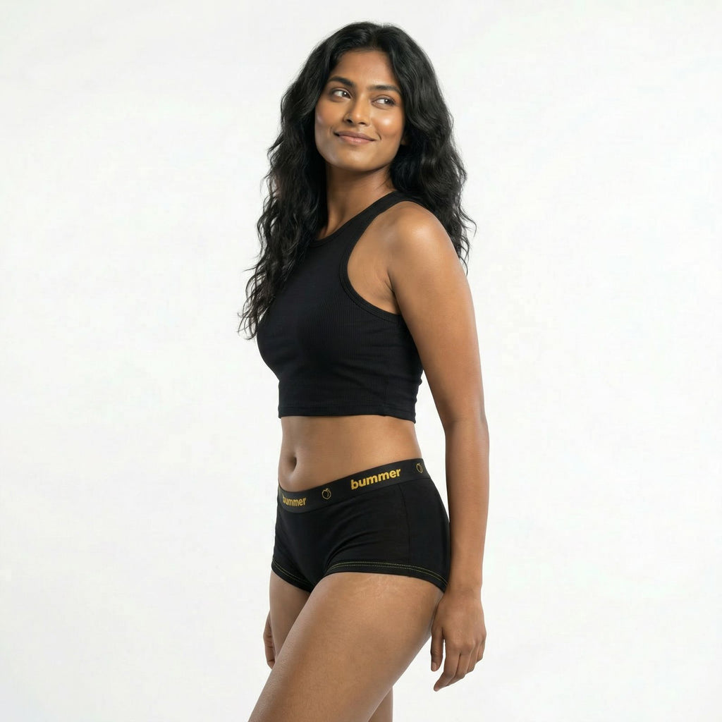 Cotton Stretch Boy Shorts - Noir