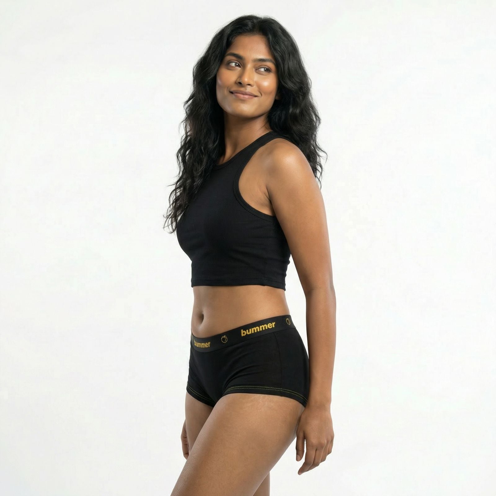 Cotton Stretch Boy Shorts - Noir