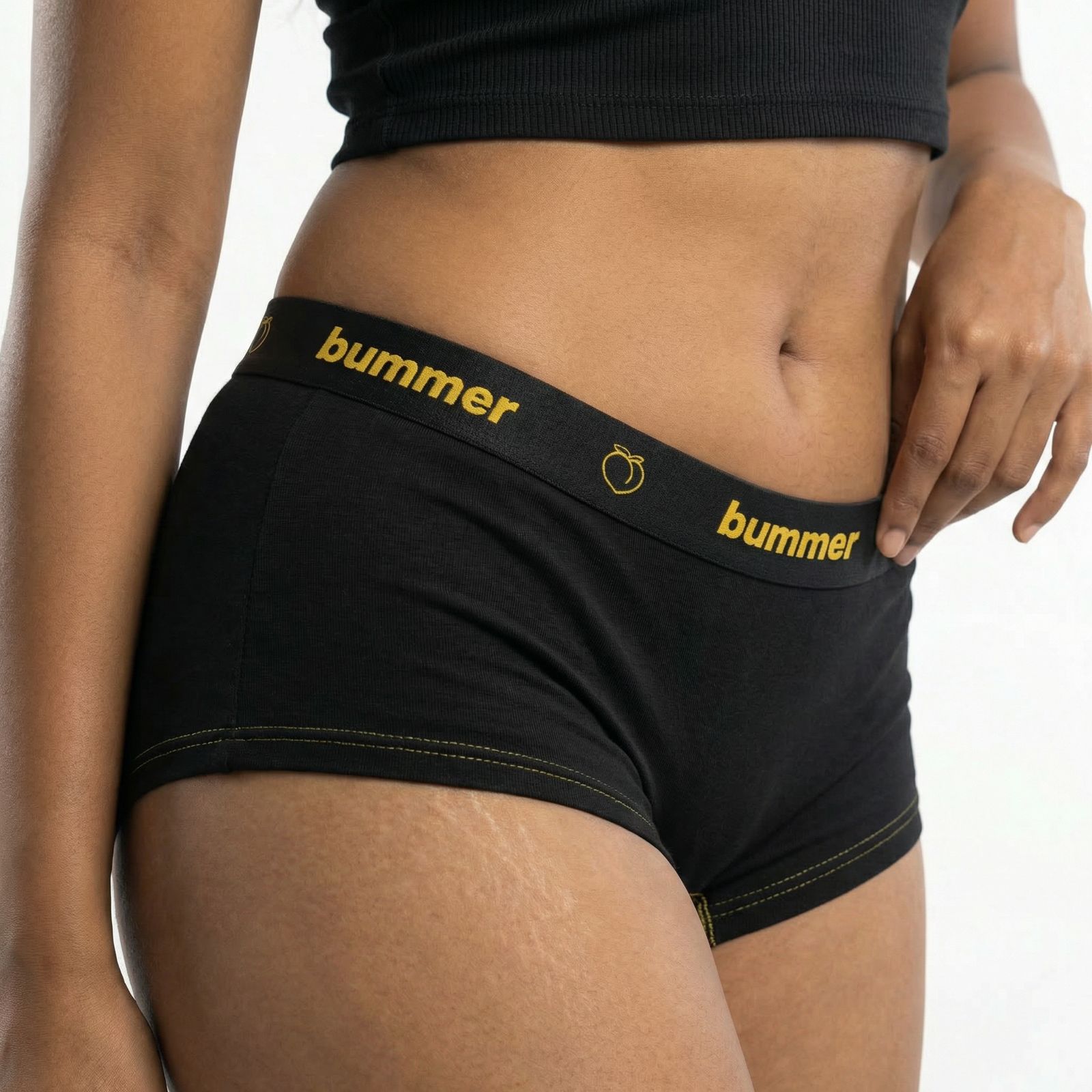 Cotton Stretch Boy Shorts - Noir