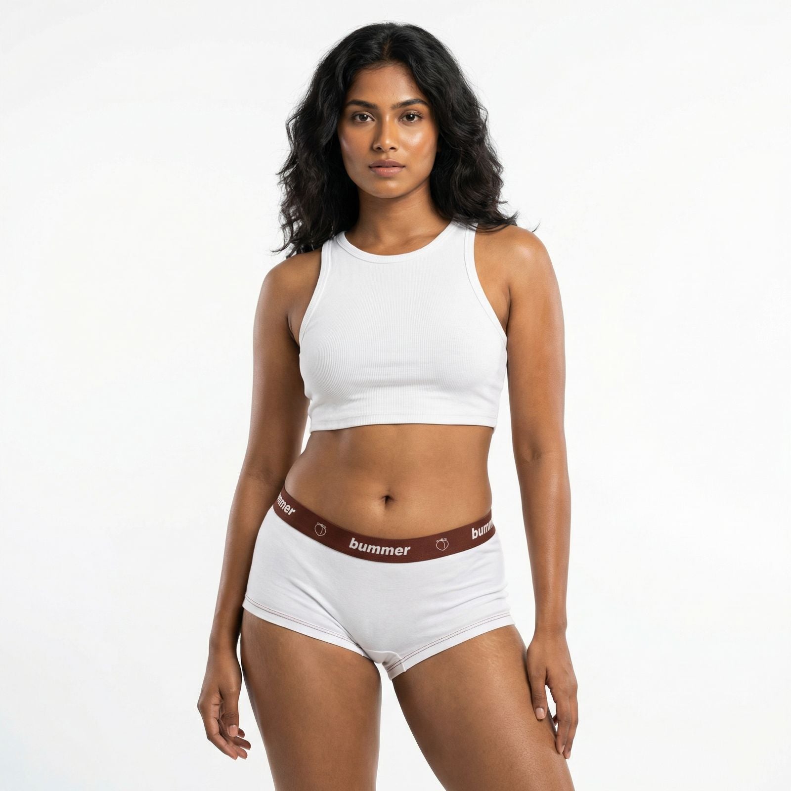 Cotton Stretch Boy Shorts - Blanc