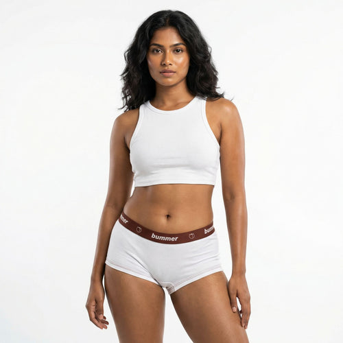 Cotton Stretch Boy Shorts - Blanc