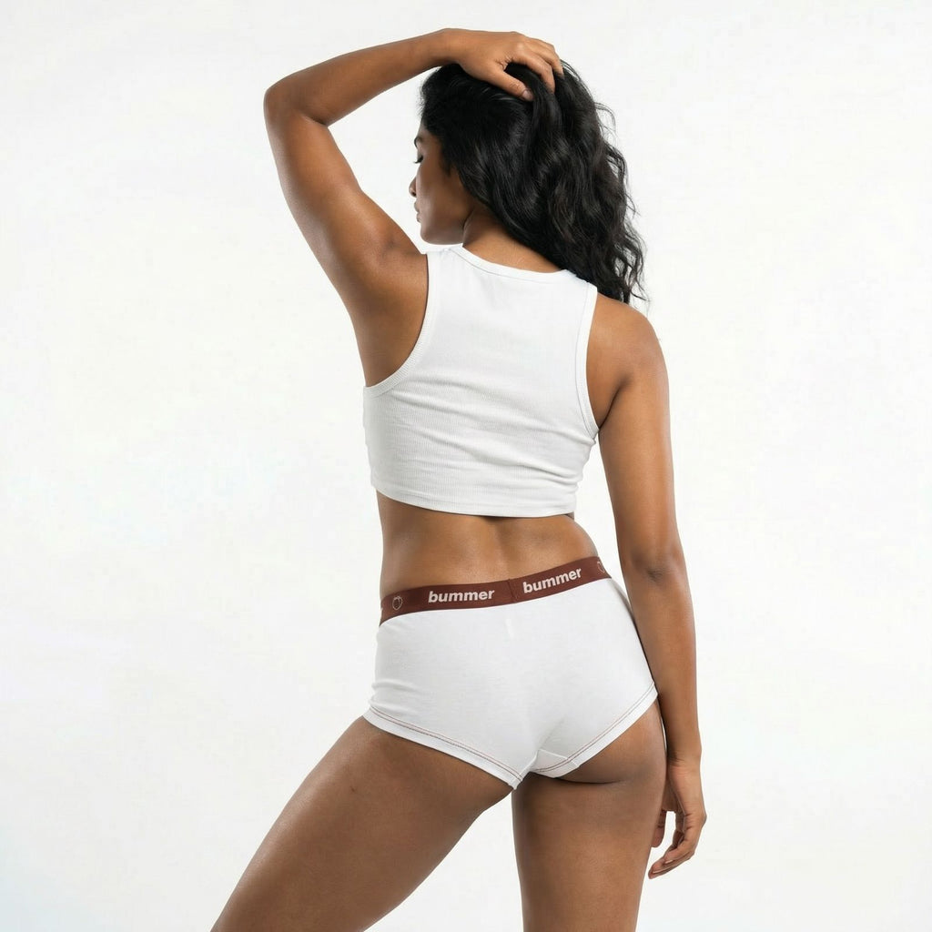 Cotton Stretch Boy Shorts - Blanc