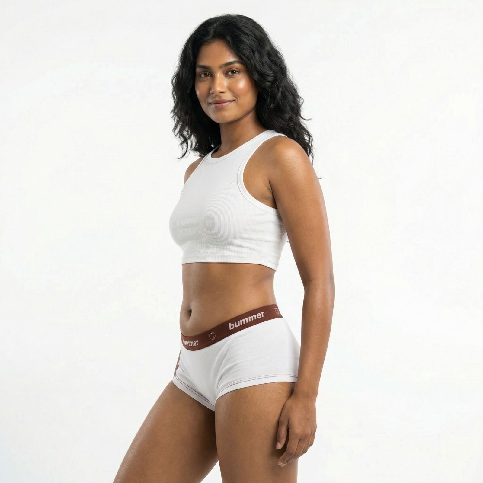 Cotton Stretch Boy Shorts - Blanc